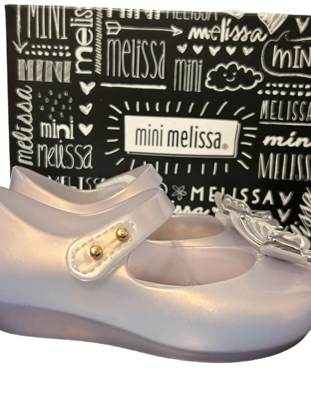 Mini Melissa Toddler Girl 7 Beauty & The Beast Silver Butterfly Maryjane Shoes